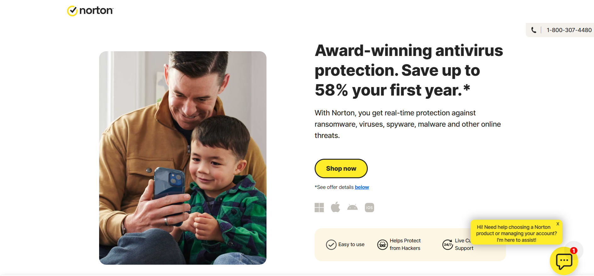 Norton landing page screenshot